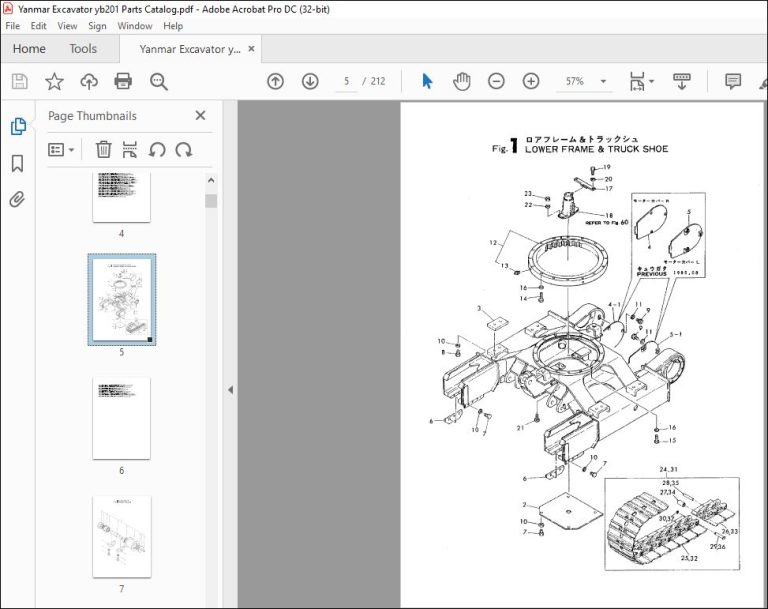 Yanmar YB201 EXCAVATOR CRAWLER BACKHOE PARTS MANUAL - PDF DOWNLOAD ...