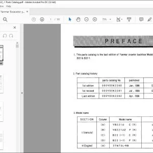 Yanmar YB221U YB221UZ B22 & B22-1 EXCAVATOR CRAWLER BACKHOE PARTS MANUAL - PDF DOWNLOAD