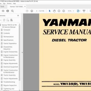 Yanmar YM135(D) YM155(D) DIESEL TRACTOR SERVICE MANUAL - PDF DOWNLOAD