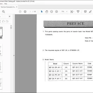Yanmar b27-2a EXCAVATOR CRAWLER BACKHOE PARTS MANUAL 000Y00S3480 - PDF DOWNLOAD