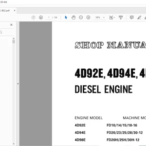 Komatsu 4D92Е 4094Е 4D98Е Diesel Engine Shop Manual 4D94E-BE2 - PDF DOWNLOAD