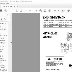 Komatsu 4D94(L)E 4D98E Diesel Engines Service Manual SM197 4D94E-BE4 - PDF DOWNLOAD