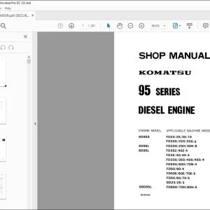 Komatsu 95 Series Diesel Engine Shop Manual - PDF DOWNLOAD