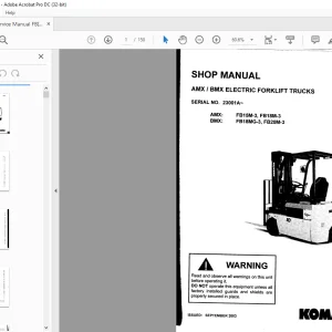 Komatsu AMX FB15M-3 FB18M-3 BMX FB18MG-3 FB20M-3 Electric ForkLift Trucks Shop Manual SM094 - PDF DOWNLOAD
