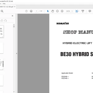 Komatsu BE30 HYBRID Series Electric Lift Truck Shop Manual - PDF DOWNLOAD