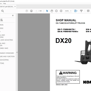 Komatsu DX20 Series DX-7 FG50-7 FG60-7 FG70-7 DX-8 FD50-8 FD60-8 FD70-8 FD80-8 Forklift Truck Shop Manual SM141 - PDF DOWNLOAD