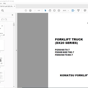Komatsu DX20 Series FG50-7 FG60-7 FG70-7 FD50E-7 FD60E-7 FD70E-7 FD50-7 FD60-7 FD70-7 FD80-7 Forklift Trucks Shop Manual SM181 BED07E1-01 - PDF DOWNLOAD