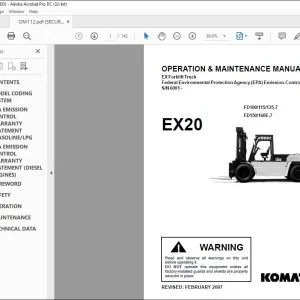 Komatsu EX20 FD100-7 FD115-7 FD135-7 FD150-7 FD160E-7 Forklift Truck Operation & Maintenance Manual OM112 - PDF DOWNLOAD