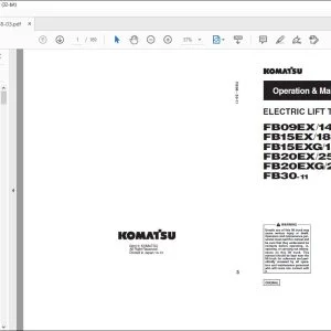 Komatsu FB09EX/14EX-11 FB15EX/18EX-11 FB15EXG/18EXG-11 FB20EX/25EX-11 FB20EXG/25EXG-11 FB30-11 Electric Lift Truck Operation & Maintenance Manual TEN00568-03 - PDF DOWNLOAD