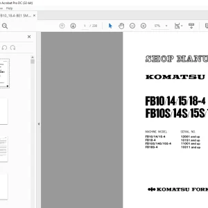 Komatsu FB10/14/15/18-4 Lift Truck Service Manual FB10_18.4-BE1 PDF