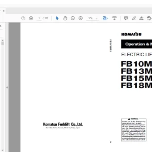 Komatsu FB10M-3 FB13M-3 FB15M-3 FB18M-3 Electric lift Truck Operation & Maintenance Manual AMA03EC1-02 - PDF DOWNLOAD