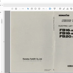 Komatsu FB16-1E FB18-1E FB20-1E Electric Lift Truck Forklift Truck Shop Manual FB16_20.1E-BE1 - PDF DOWNLOAD