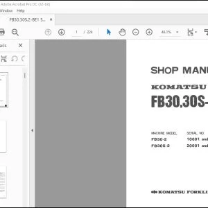 Komatsu FB30-2 FB30S-2 Forklift Truck Shop Manual FB30 30S.2-BE1 - PDF DOWNLOAD