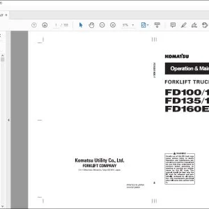 Komatsu FD100-7 FD115-7 FD135-7 FD150E-7 FD160E-7 Forklift Truck Operation & Maintenance Manual AEE07E1-04 - PDF DOWNLOAD