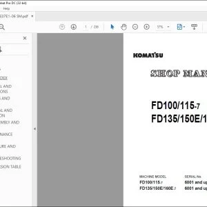 Komatsu FD100-7 FD115-7 FD135-7 FD150E-7 FD160E-7 Forklift Truck Shop Manual BEE07E1-06 - PDF DOWNLOAD