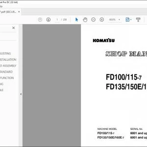 Komatsu FD100-7 to FD160E-7 Forklift Repair Manual SM227 BEE07E1-01