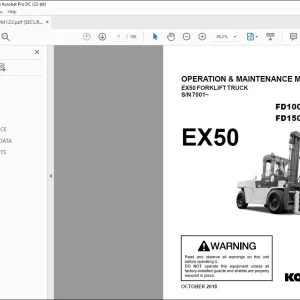 Komatsu FD100-8 FD115-8 FD135-8 FD150-8 FD160E-8 EX50 Forklift Truck Operation & Maintenance Manual OM122 TEN00560-04 - PDF DOWNLOAD