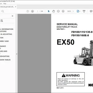 Komatsu FD100-8 FD115-8 FD135-8 FD150-8 FD160E-8 EX50 Forklift Truck Service Manual SM228 BEE08E1-01 - PDF DOWNLOAD