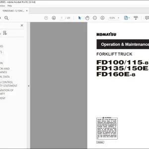 Komatsu FD100-8 FD115-8 FD135-8 FD150E-8 FD160E-8 Forklift Truck Operation & Maintenance Manual TEN00560-12 - PDF DOWNLOAD