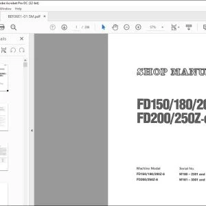 Komatsu FD150-6 FD180-6 FD200Z-6 FD200-6 FD250Z-6 Forklift Truck Shop Manual BEF06E1-01 - PDF DOWNLOAD