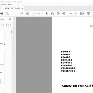 Komatsu FD40Z-5 FG40Z-5 FG40Z-6 FD40-5 FD45-5 FG40-5 FG45-5 FG40-6 FG45-6 FG35S-5 FG45S-5 FG35S-6 FG45S-6 Forklift Shop Manual SM043 ZC(KFM)-BE2 - PDF DOWNLOAD
