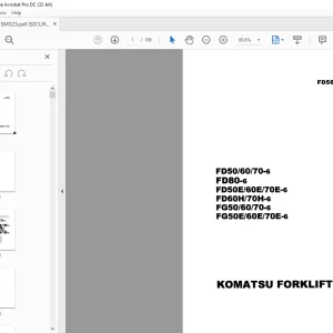 Komatsu FD50/60/70-6 FD80-6 FD50E/60E/70E-6 FD60H/70H-6 FG50/60/70-6 FG50E/60E/70E-6 Forklift Shop Manual SM025 FD50_80.6-BE1 - PDF DOWNLOAD