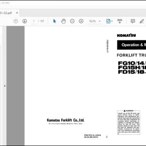 Komatsu FG10-17 FG14-17 FG15-17 FG18-17 FG15H-17 FG18H-17 FD15-17 FD18-17 Forklift Truck Operation & Maintenance Manual AEA17E1-02 - PDF DOWNLOAD