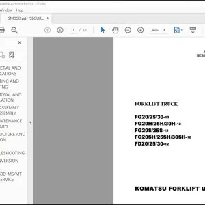 Komatsu FG20/25/30-12 FG20H/25H/30H-12 FG20S/25S-12 FG20SH/25SH/30SH-12 FD20/25/30-12 Forklift Truck Shop Manual SM050 BEB12Cl-01 - PDF DOWNLOAD