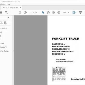 Komatsu FG20/25/30-12 FG20H/25H/30H-12 FG20S/25S/30S-12 FG20SH/25SH/30SH-12 FD20/25/30-12 Forklift Trucks Shop Manual ОМО71 АЕВ12С1-01 - PDF DOWNLOAD