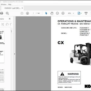 Komatsu FG35/45ST-7 FG40/45T(2)-7 FG35/45BCS-7 FG50AT2-7 FG40ZT(2)-7 FD40/45T(2)-7 FD50AT2-7 FD40ZT(2)-7 Operation & Maintenance Manual - PDF