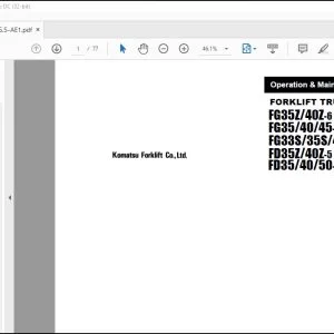 Komatsu FG35Z/40Z-6 FG35/40/45-5 FG33S/35S/40S/45S-5 FD35Z/40Z-5 FD35/40/50-5 Forklift Truck Operation & Maintenance Manual FGD35/45.5-AE1 - PDF DOWNLOAD