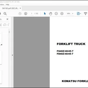 Komatsu FG40Z-7 FG40-7 FG45-7 FD40Z-7 FD40-7 FD45-7 Forklift Truck Shop Manual SM180 BEC07C1-01 - PDF DOWNLOAD