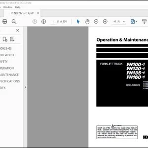 Komatsu FH100-1 FH120-1 FH135-1 FH160-1 Forklift Truck Operation & Maintenance Manual PEN00925-03 - PDF DOWNLOAD
