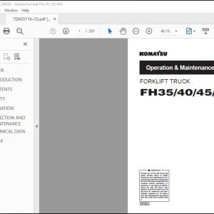 Komatsu FH35-1 FH40-1 FH45-1 FH50-1 Forklift Truck Operation & Maintenance Manual TEN00716-03 - PDF DOWNLOAD