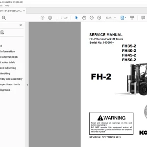 Komatsu FH35-2 FH40-2 FH45-2 FH50-2 FH-2 Series Forklift Truck Service Manual SM164 - PDF DOWNLOAD