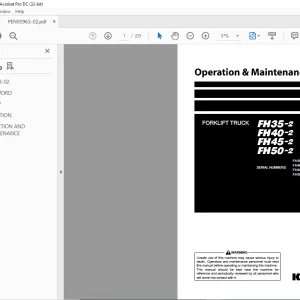 Komatsu FH35-2 FH40-2 FH45-2 FH50-2 Forklift Truck Operation & Maintenance Manual PEN00963-02 - PDF DOWNLOAD