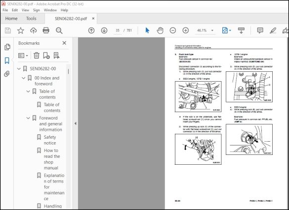 Komatsu FH40-1 FH45-1 FH50-1 Forklift Truck Shop Manual SEN06282-00 ...