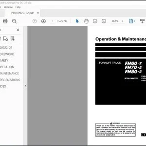Komatsu FH60-2 FH70-2 FH80-2 Forklift Truck Operation & Maintenance Manual PEN00922-02 - PDF DOWNLOAD