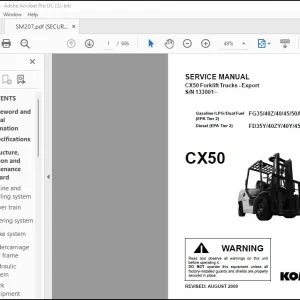 Komatsu Gasoline LPG FG35/40Z/40/45/50A-10 Diesel FD35Y/40ZY/40Y/45Y/50AY-10 CX50 Forklift Trucks Service Manual SM207 BEC10E1-01 - PDF DOWNLOAD