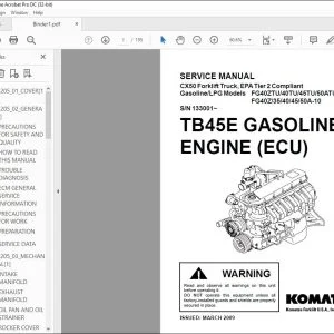 Komatsu Gasoline LPG FG40ZTU/40TU/45TU/50ATU-10 FG40Z/35/40/45/50A-10 CX50 Forklift Truck Service Manual SM205 TB45E-BE1 - PDF DOWNLOAD
