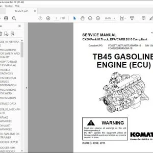 Komatsu Gasoline/LPG FG40ZTU/40TU/45TU/50ATU-10 FG40Z/35/40/45/50A-10 CX50 Forklift Truck Service Manual SM208 TB45E(CARB2010)-BE1 - PDF DOWNLOAD