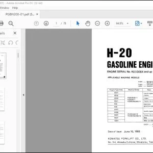 Komatsu H-20 Gasoline Engine Shop Manual PGBH200-1 - PDF DOWNLOAD