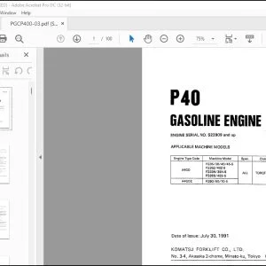 Komatsu P40 Gasoline Engine Truck Parts Catalog Manual PGCP400-03 - PDF DOWNLOAD