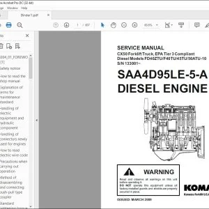 Komatsu SAA4D95LE-5-A DIESEL ENGINE CX50 Forklift Truck Shop Manual SM204 4D95LE-BE3 - PDF DOWNLOAD