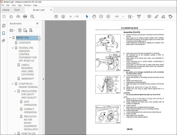 Komatsu TB45E Series Forklift Trucks Engine Service Manual SM127 - PDF ...