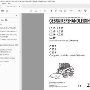 New Holland L213 L223 L215 L225 L218 L230 L220 & C227 C232 C238 Compacte rupslader van de 200-serie GEBRUIKERSHANDLEIDING 84571595 - PDF DOWNLOAD