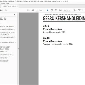 New Holland L230 Tier 4A-motor Schranklader serie 200 C238 Tier 4A-motor Compacte rupslader serie 200 GEBRUIKERSHANDLEIDING 47685106 - PDF DOWNLOAD