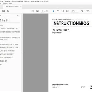 New Holland W130C Tier 4 Hjullæsser INSTRUKTIONSBOG 47555951 - PDF DOWNLOAD