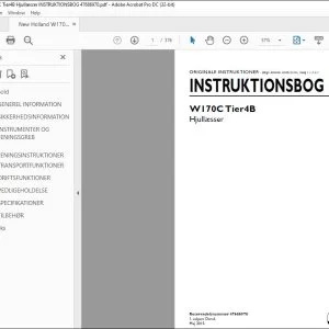 New Holland W170C Tier4B Hjullæsser INSTRUKTIONSBOG 47686970 - PDF DOWNLOAD