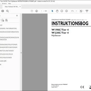 New Holland W190C Tier 4 W230C Tier 4 Hjullæsser INSTRUKTIONSBOG 47560967 - PDF DOWNLOAD